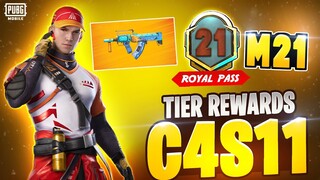 M21 ROYAL PASS TIER REWARDS | C4S11 TIER REWARDS | ROYAL PASS REWARDS PUBGM