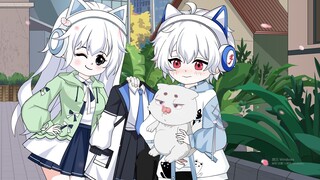 他刚在路边喂完了流浪猫，就看见自己的女友拿着一套女装走来
