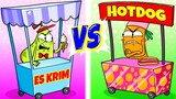 Hot Dog dan Es Krim || Tantangan Makanan oleh Sepasang Pir