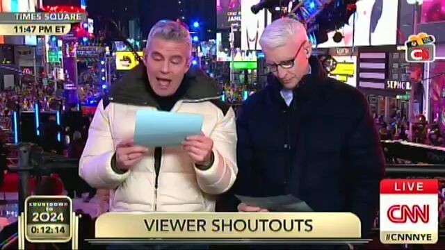 CNN - Times Square New Countdown 2024 [23:47-0:12 E.T.]