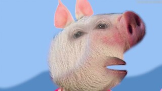 What's it like to watch the real pig version of "Peppa Pig" where a real pig looks like a hair dryer