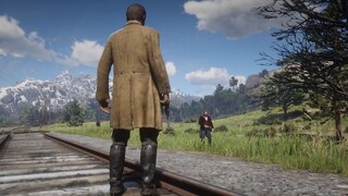 [Red Dead Redemption 2] ใช้กลไกเพื่อทำให้เจ้าหน้าที่ตำรวจยืนบนรางรถไฟโดยสมัครใจ เมื่อรถไฟมาถึงเขาจะโ