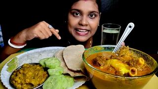 mukbang eating mutton curry, basmati rice, roti and ghugni... eating show, ASMR, MUKBANG. big bites