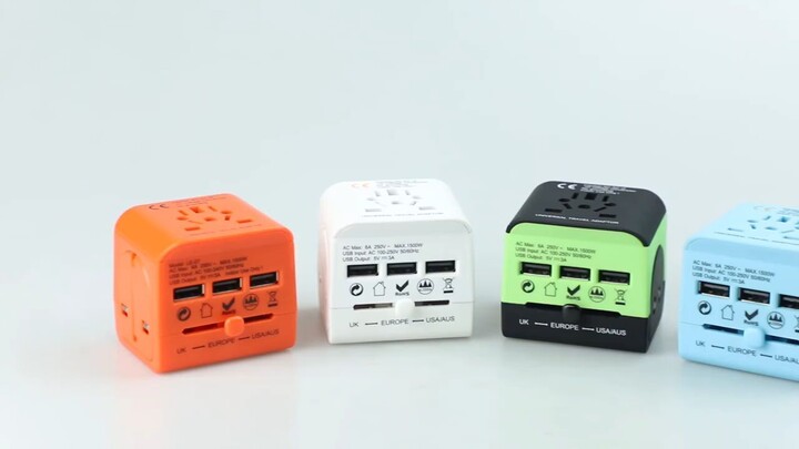 2024 New Product 3USB world travel adapter with UK/US/AU/EU for more than 150 countries