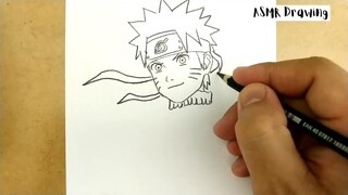 ASMR drawing Naruto ... VERY EASY ,, how to draw NARUTO manga from japa