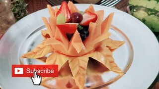 Papaya Fruit Flower bowl for garnishing/ fruit carving tutorial