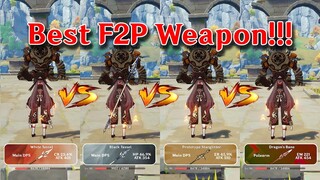 Best F2P WEAPON for Hu Tao!!  Dragon's bane or White Tassel?? DMG comparison gameplay!!