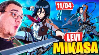 SKIN MIKASA E CAPITÃO LEVI CHEGANDO NO FORTNITE TEMPORADA 2 CAPITULO 4 ATTACK ON TITAN