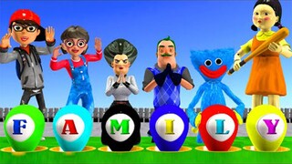 Scary Teacher 3D vs Squid Game Trying Jump Over Choose Balloon and Huggy Wuggy Challenge