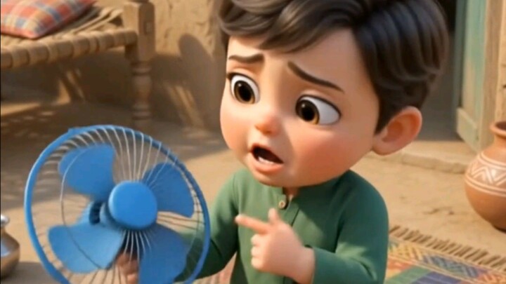 fun doesnot work child playing with fan