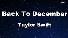 Back To December Taylor Swift Karaoke With Guide Melody