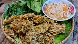 Đặt chai kiếm ít tép. Tép rong chiên bột cuốn lá cách - Bin Đen Miền Tây # 119
