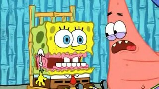 Spongebob was wearing a bandage, but Patrick took it off and frightened him