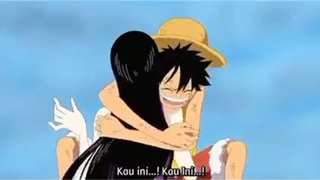 Cuma Luffy ya, yang lain jangan coba coba meluk , nanti hilang kalian dari bumi.