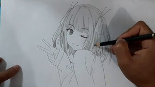 Tutorial Cara Menggambar Anime Cewek Nino Nakano || Gotoubun no Hanayome