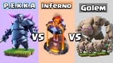 Every Level Inferno Tower VS Every Level P.E.K.K.A and Golem | Clash of Clans