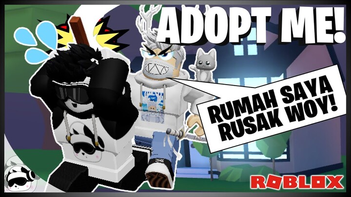 ADOPT ME Build Challenge : HANCURKAN RUMAH ORANG ! ! Ft. AKUDAV | Roblox Adopt Me Indonesia