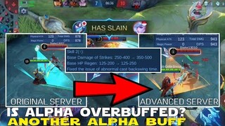 ALPHA GETS ANOTHER BIG BUFF? ALPHA OVERBUFFED? | MOBILE LEGENDS NEW UPDATE | ADVANCED SERVER