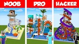 Minecraft NOOB vs PRO vs HACKER: WATERPARK HOUSE CHALLENGE in Minecraft / Animation