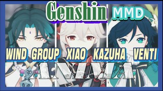 [Genshin  MMD]  Wind group  Xiao  Kazuha  Venti  [Anima]