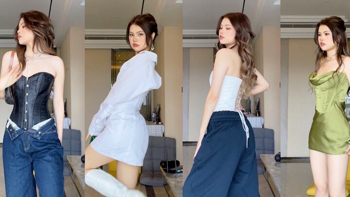 6 gaya busana ala Instagram dengan aksen tulang ikan/korset yang lagi viral!!! Serius! Super! Hot! H