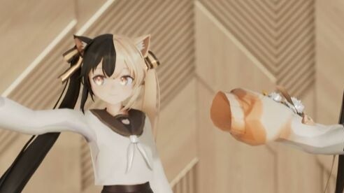 【MMD】【Chu Tianming】Precious video of calico cat dancing square dance