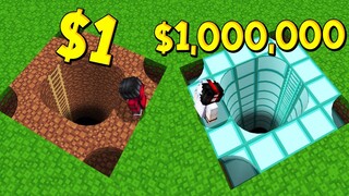 ถ้าเกิด!? บ้านหลุมใต้ดินคนจน $1 เหรียญ VS บ้านหลุมใต้ดินคนรวย $1,000,000 เหรียญ - Minecraft พากย์ไทย