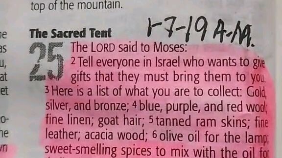 Daily Verse.      Exodus 25:1-9