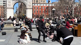 Henry Liu Xianhua x Street Warrior AIKI LIA KIM di New York Washington Square BTS-Dynamite versi len