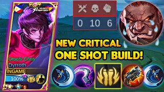 NEW META MARKSMAN EMBLEM! WITH NEW CRITICAL ONE SHOT BUILD IN RANKED TOP GLOBAL DYRROTH - MLBB