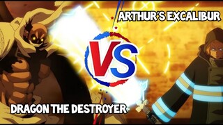 Arthur’s Excalibur Vs Dragon The Destroyer | Fire Force Season 3