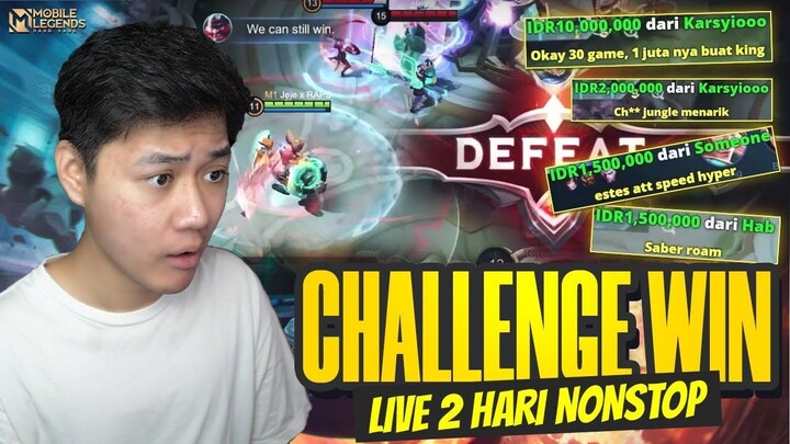 JEJE MENYELESAIKAN CHALLENGE BILLING WIN 2 HARI LIVE NON STOP! - Mobile Legends