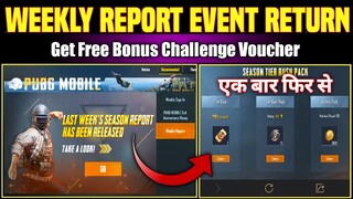 Pubg mobile Weekly Report Event | Get Free 2 Bonus Challenge Voucher