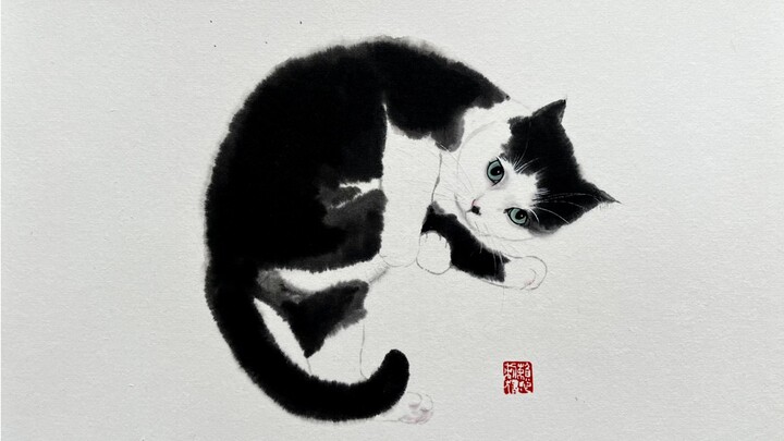 ภาพวาดแมวสไตล์จีน ขั้นตอนการวาด วาดภาพเหมือนแมวของแฟนคลับ