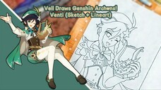Vell's Speed Draw: Genshin Impact Archons, Venti / Barbatos #1 (Sketch + Lineart)