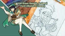 Vell's Speed Draw: Genshin Impact Archons, Venti / Barbatos #1 (Sketch + Lineart)