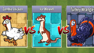 Chicken & Ice Weasel & Turkey Zombie Level 100 - Plants Vs Zombies 2 Battlez v851