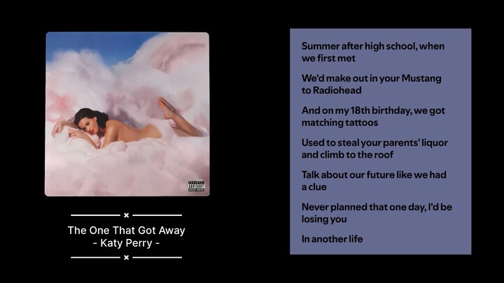 The One That Got Away - Katy Perry - Lyric