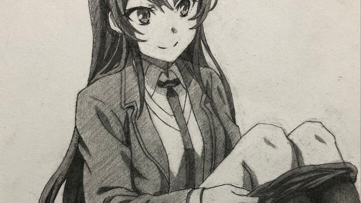 [Pencil drawing] Mai Sakurajima-senpai takes off stockings