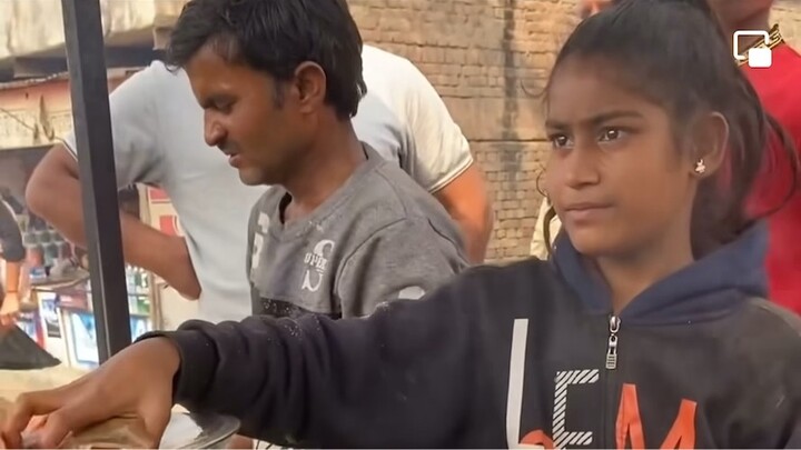 Hardworking father and daughter selling puri sabji