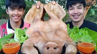 กินหน้ากากหมูนึ่ง ทั้งหูทั้งหน้าส่วนไหนอร่อยสุด.