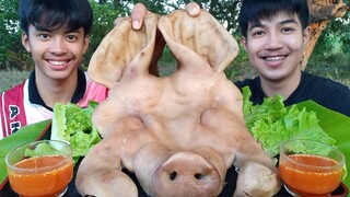 กินหน้ากากหมูนึ่ง ทั้งหูทั้งหน้าส่วนไหนอร่อยสุด.