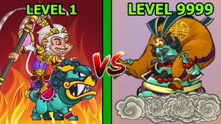 THẦN GIÓ TỐI THƯỢNG LV4 VS NGỘ KHÔNG CƯỠI SƯ TỬ - Tower Conquest - TOP GAME ANDROID IOS THÀNH EJ