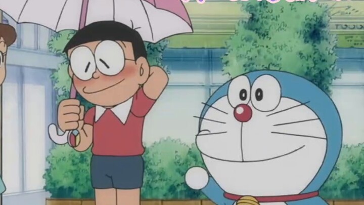 Nobita is surrounded by a group of beauties, and Shizuka sees him.