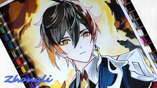 Drawing : Zhongli , Genshin Impact ( 原神 )