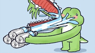 [Little Spear Zoo] The little crocodile drinks water. It's really hard to do it without being seriou