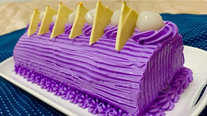 Perfect ube macapuno cake roll