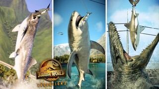All Marine Reptiles Eating From The SHARK FEEDER - Jurassic World Evolution 2 [4K]