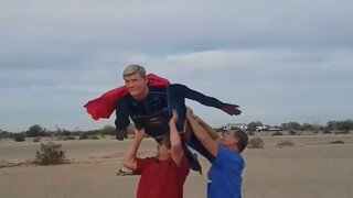 Life-sized "Superman flying device"—it looks awesome in the air, but the landing is a bit messy...