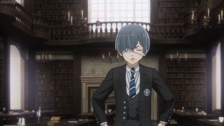 Ciel making Sebastian do his cleaning task.